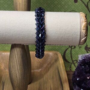 Handmade Midnight Blue Swarovski Crystal Bracelet | Japanese Seed Beads